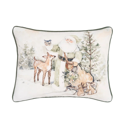 Winter Santa & Animals Pillow