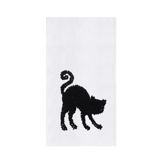 Black Cat French Knot Kitchen Towel