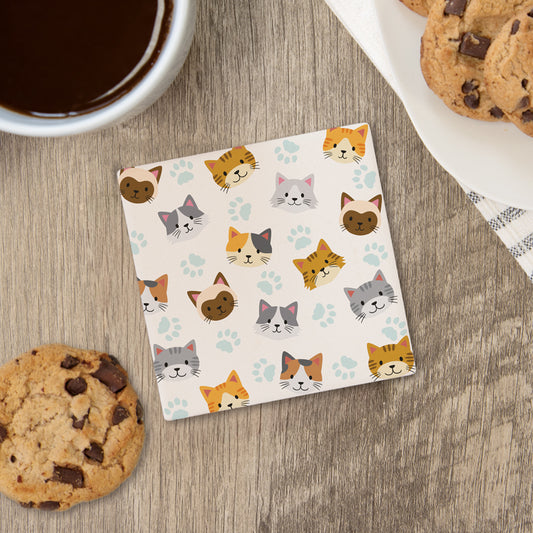 "Cat Pattern" Square House Coaster