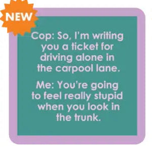 COASTER Driving Alone | Funny Party Gift | Home Bar Decor