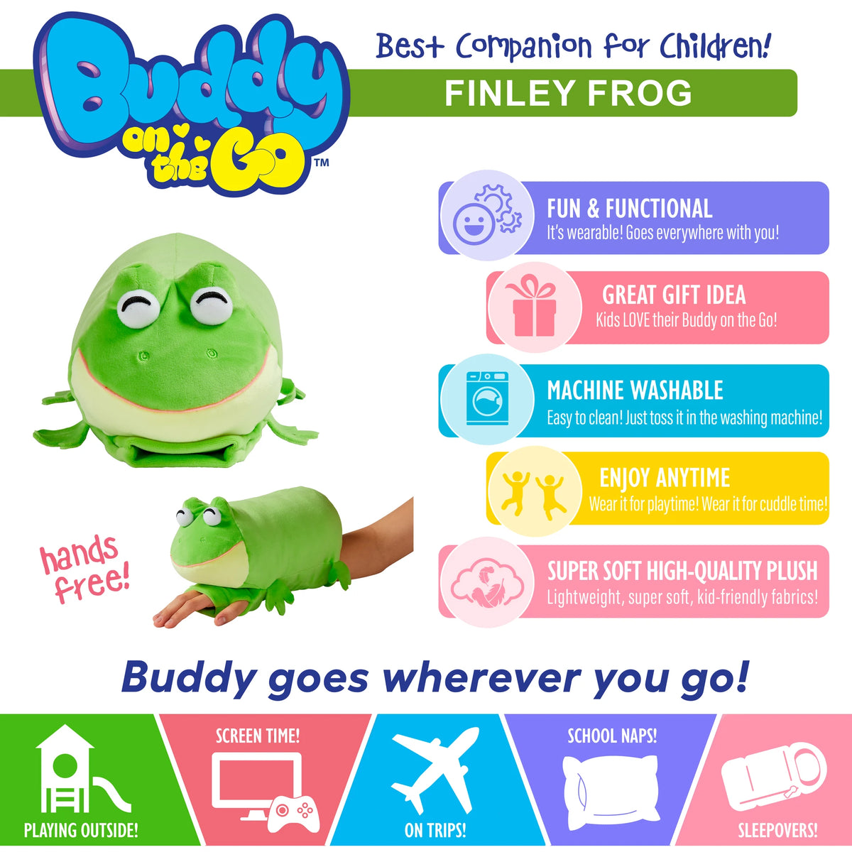 Buddy on the Go Plush - Finley Frog