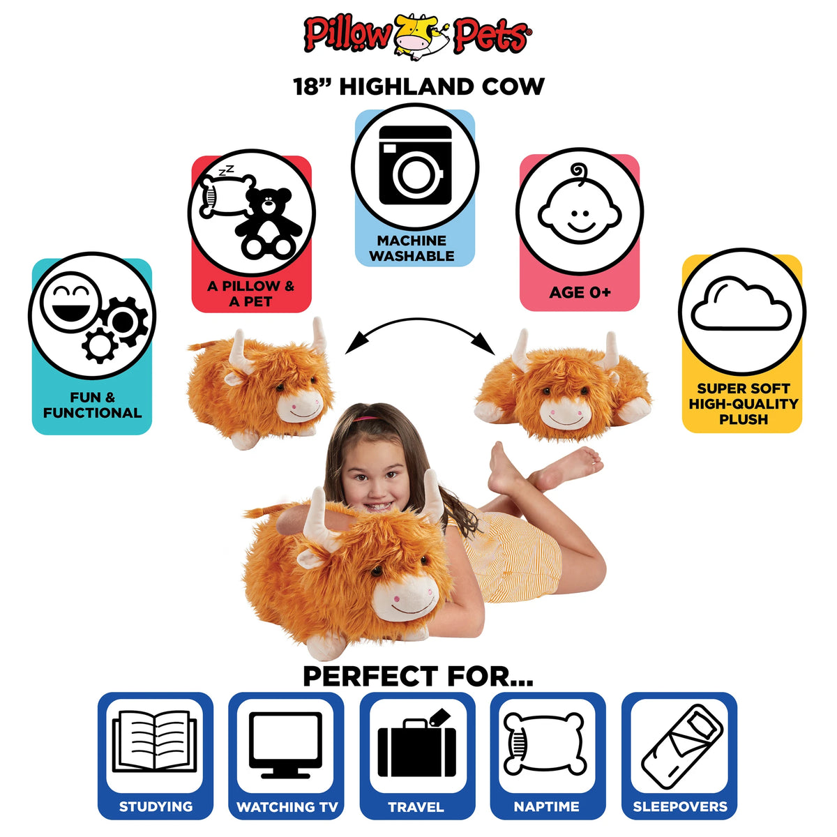 Highland Cow Plush Pillow Pet