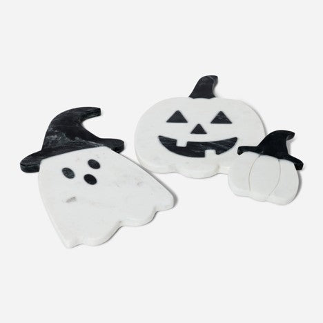 White Pumpkin Witch Coaster - Marble