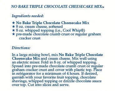 No Bake Triple Chocolate Cheesecake Mix