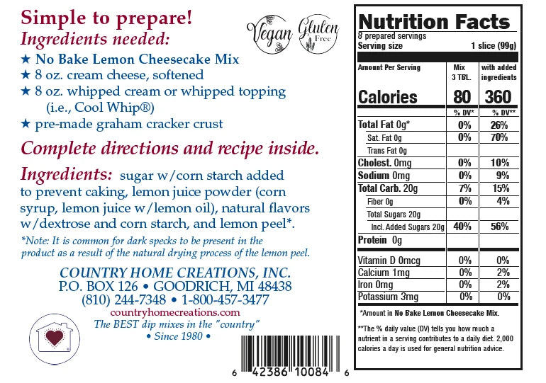 No Bake Lemon Cheesecake Mix