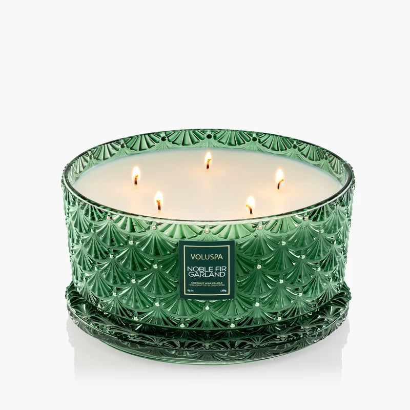 Noble Fir Garland Centerpiece Candle