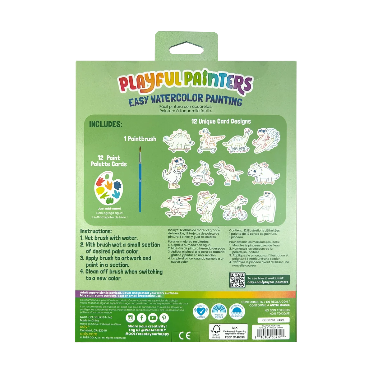 Playful Painters Easy Watercolor Painting Kit | Chills & Thrills Dinos