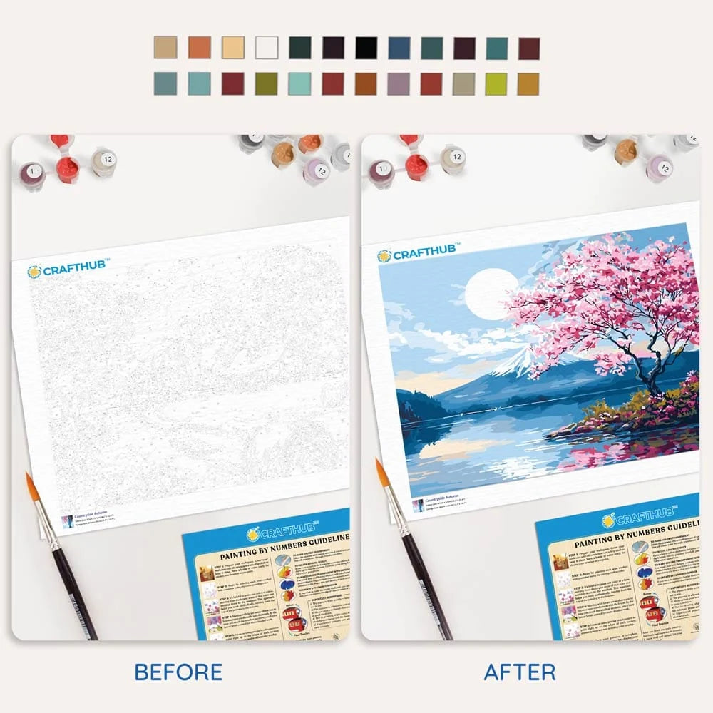 Moonlit Sakura Lake - Paint By Numbers  Kit
