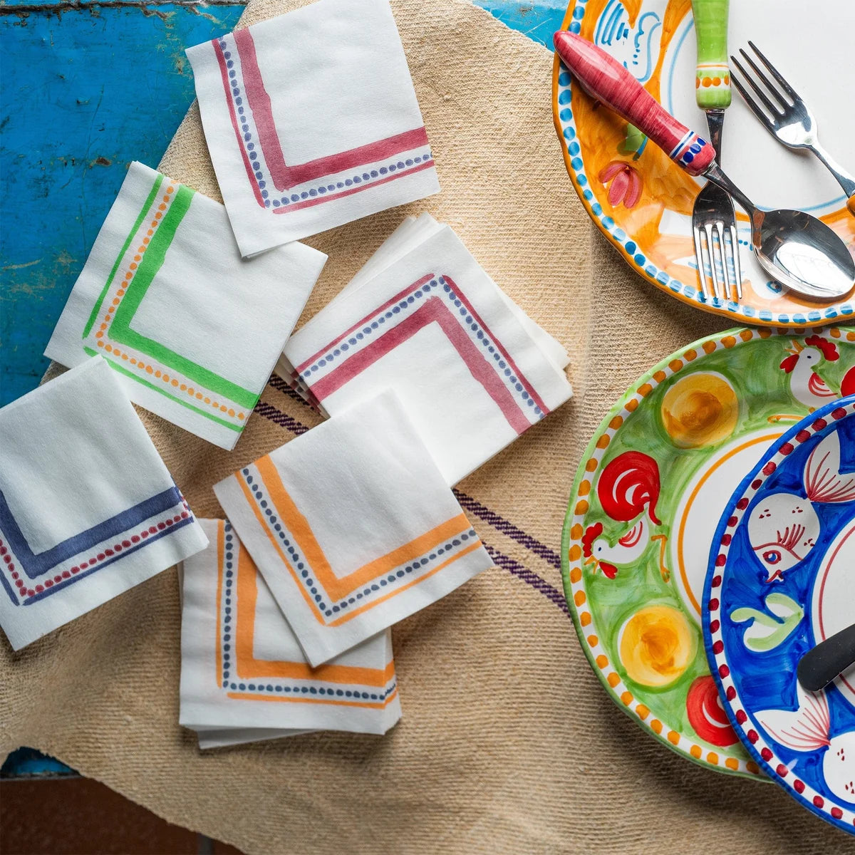 Papersoft Napkins Capri Blue Cocktail Napkins | Pack of 20