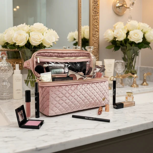 Stylist Travel Bag-Blush Velvet Quilted