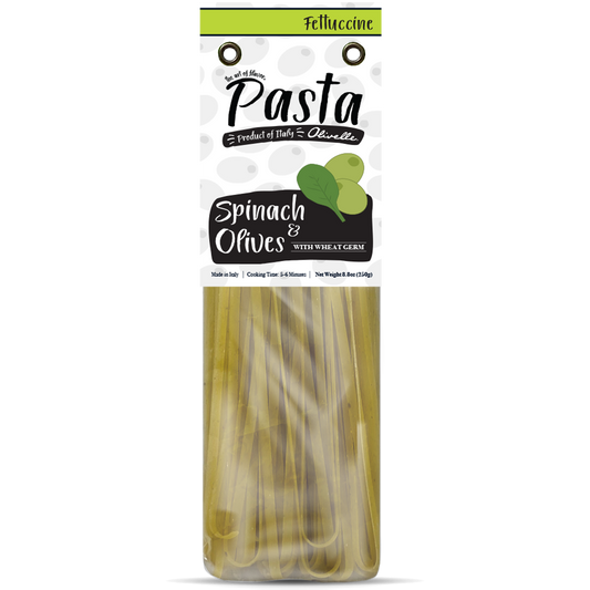 Spinach and olive fettuccine