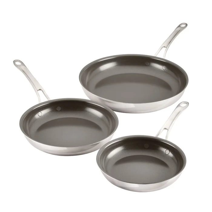 Anolon 3-Piece Ceramic Nonstick Stainless Steel Frying Pan Set