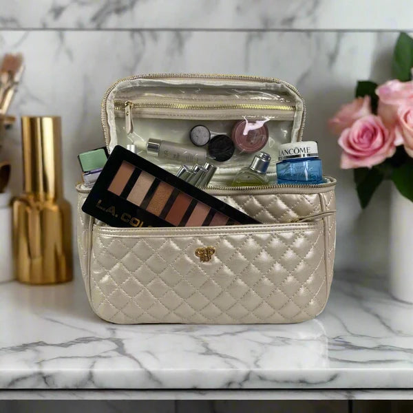 Train Case - Pearl Quilted