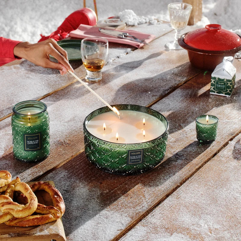 Noble Fir Garland Centerpiece Candle