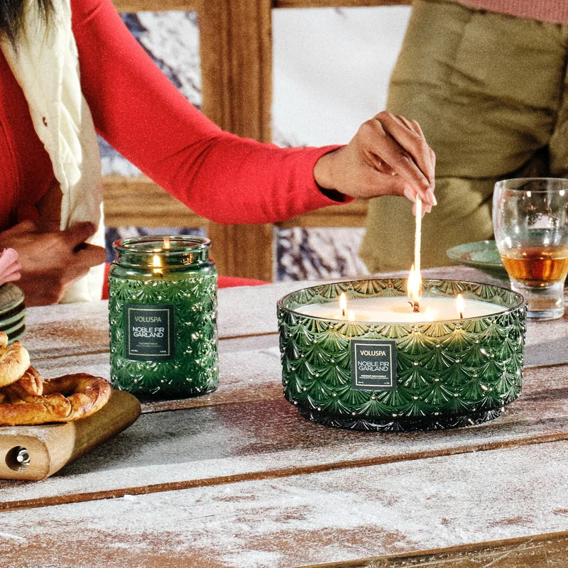 Noble Fir Garland Centerpiece Candle