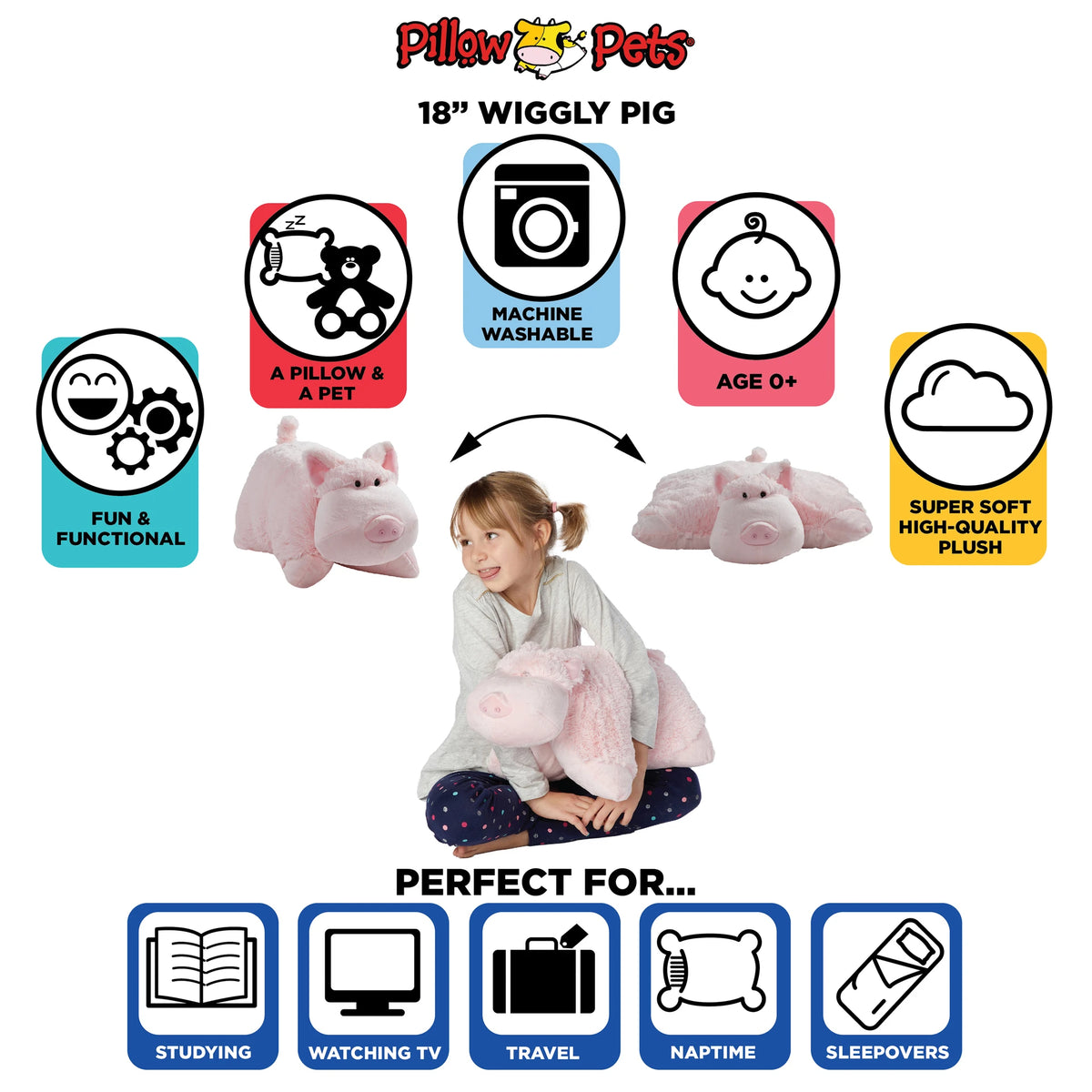 Wiggly Pig Plush Pillow Pet