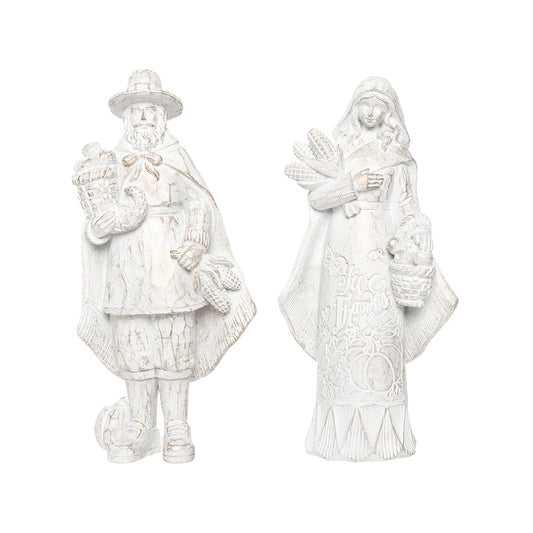 Champagne & White Pilgrim Couple Figure