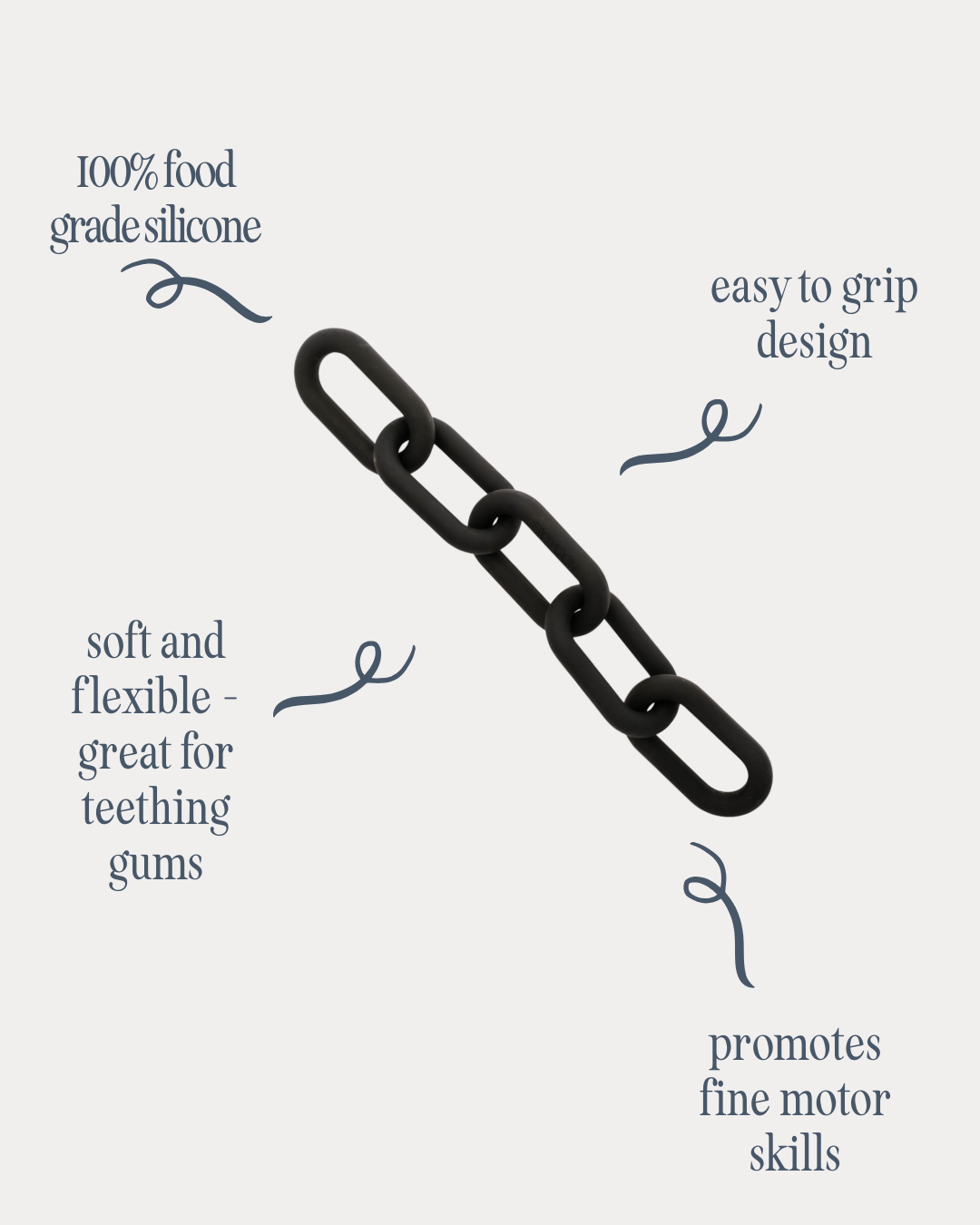 CHAIN LINK TEETHER: Soft Black