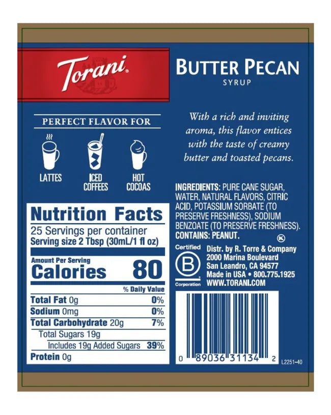 Torani | Butter Pecan 750ml