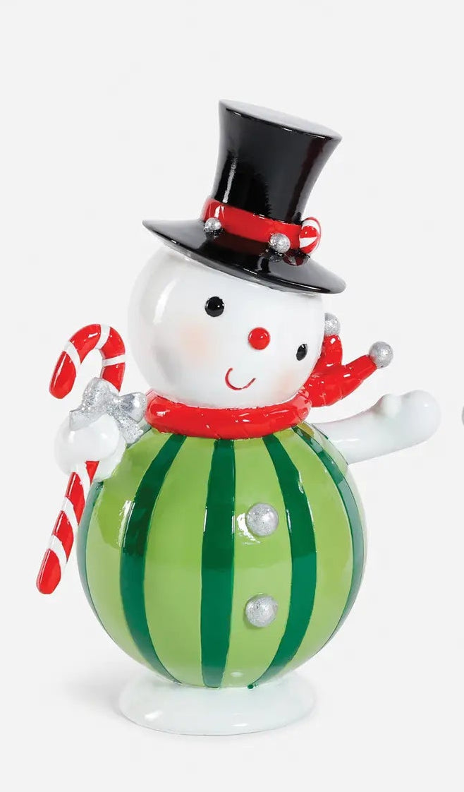Jolly Striped Resin Snowman Figures