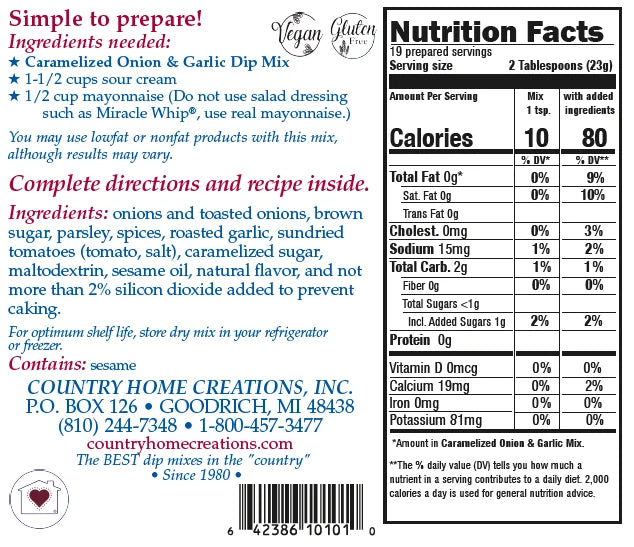 Caramelized Onion & Garlic Dip Mix