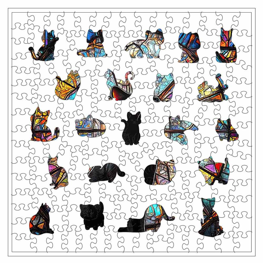 Stained Glass Cat - Wooden Jigsaw  Puzzle