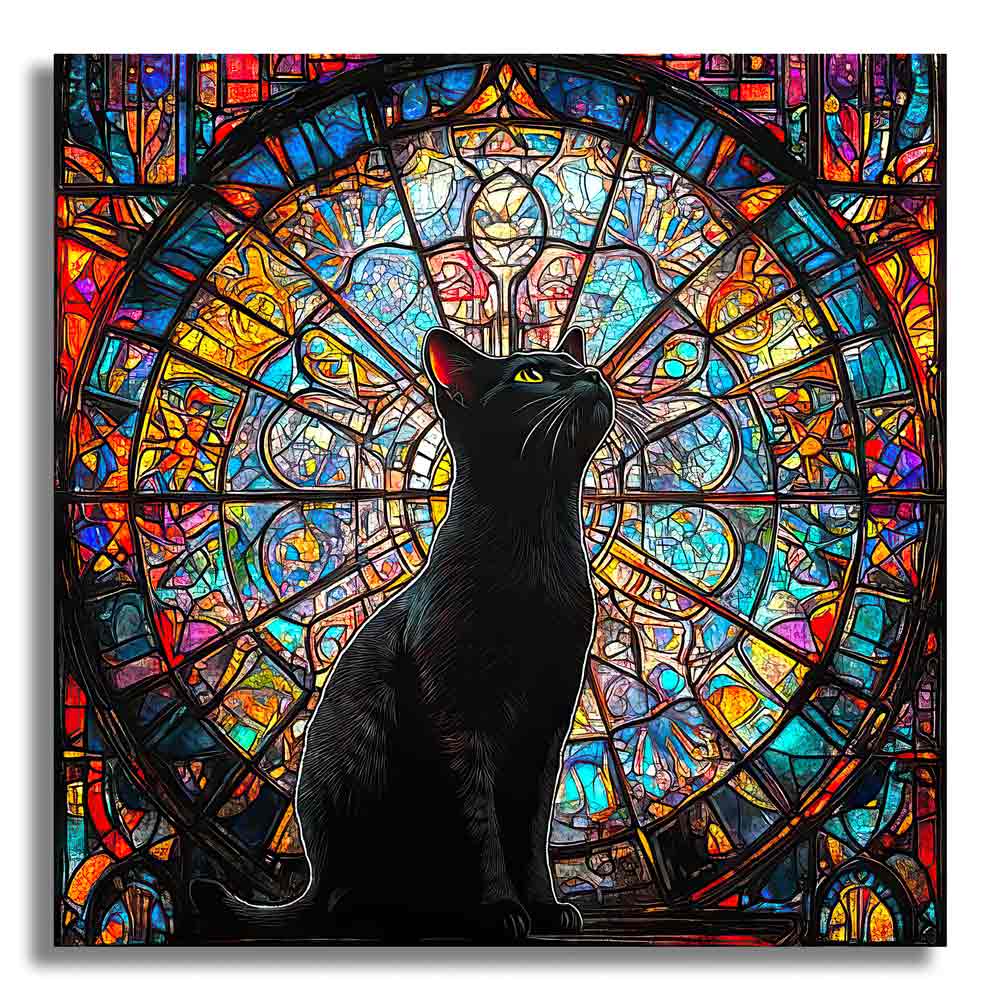 Stained Glass Cat - Wooden Jigsaw  Puzzle
