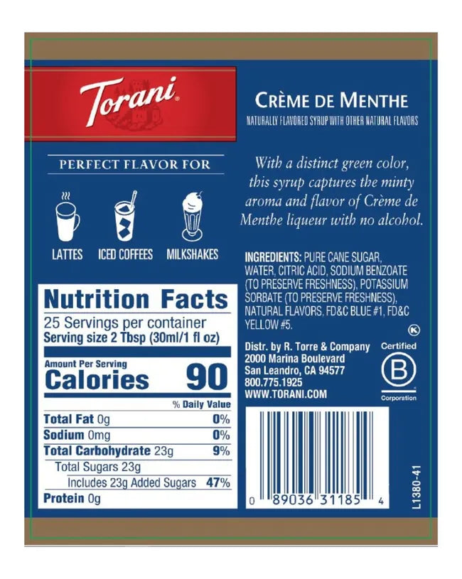 Torani | Creme De Menthe 750ml