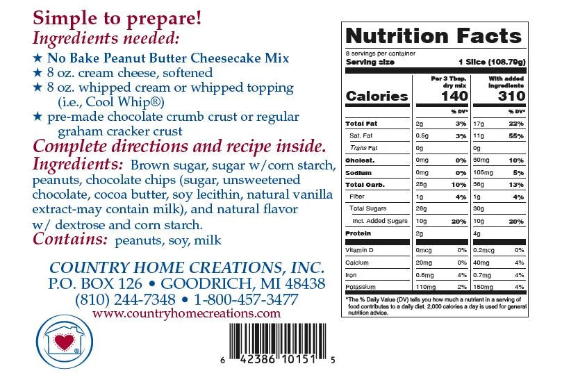 No Bake Peanut Butter Cheesecake Mix