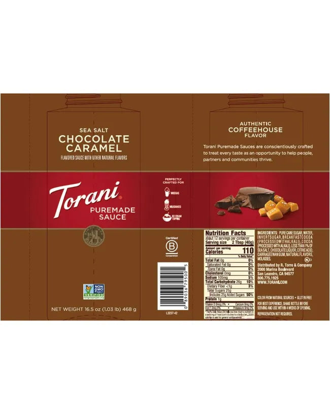 Torani | Puremade Sauce | Sea Salt Chocolate Caramel