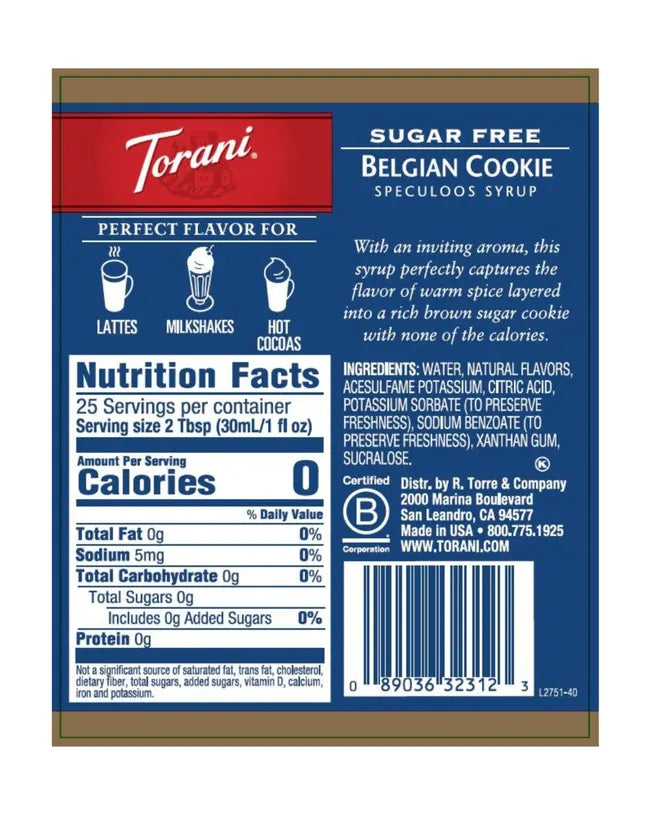 Torani | Belgian Cookie Sugar Free 750ml