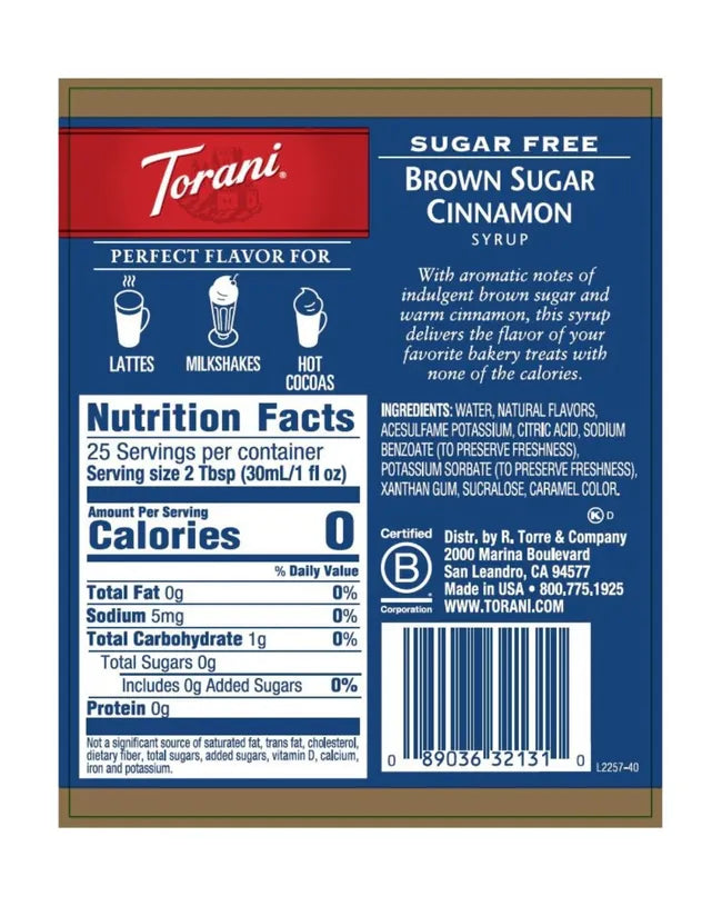 Torani | Brown Sugar Cinnamon Sugar Free 750ml