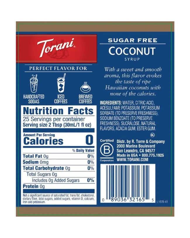 Torani | Coconut Sugar Free 750ml