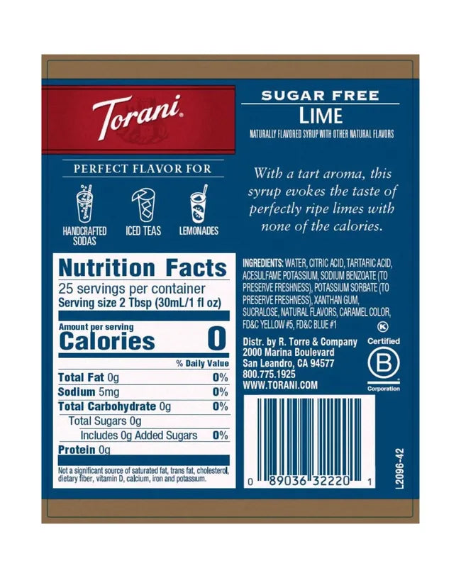 Torani | Lime Sugar Free 750ml
