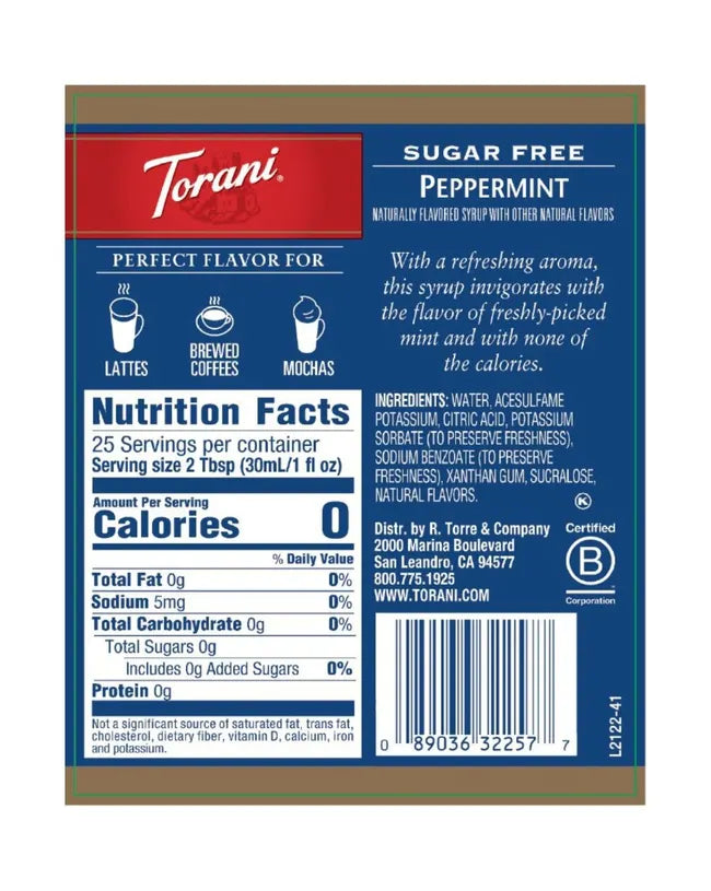Torani | Peppermint Sugar Free 750ml