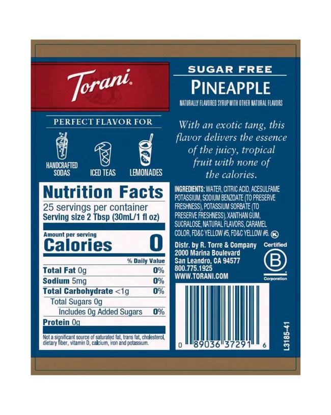 Torani | Pineapple Sugar Free 750ml