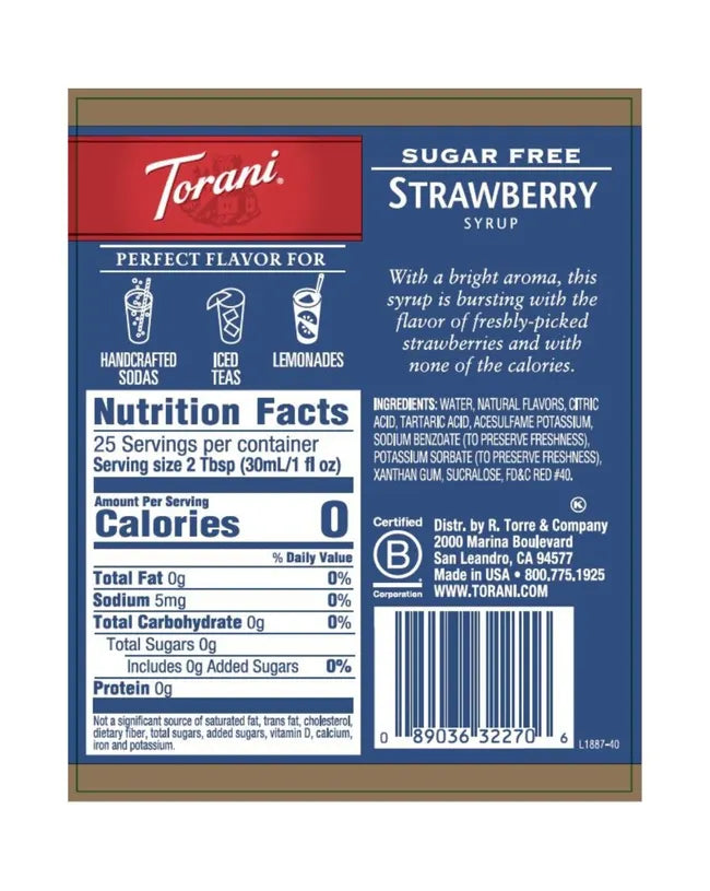 Torani | Strawberry Sugar Free 750ml