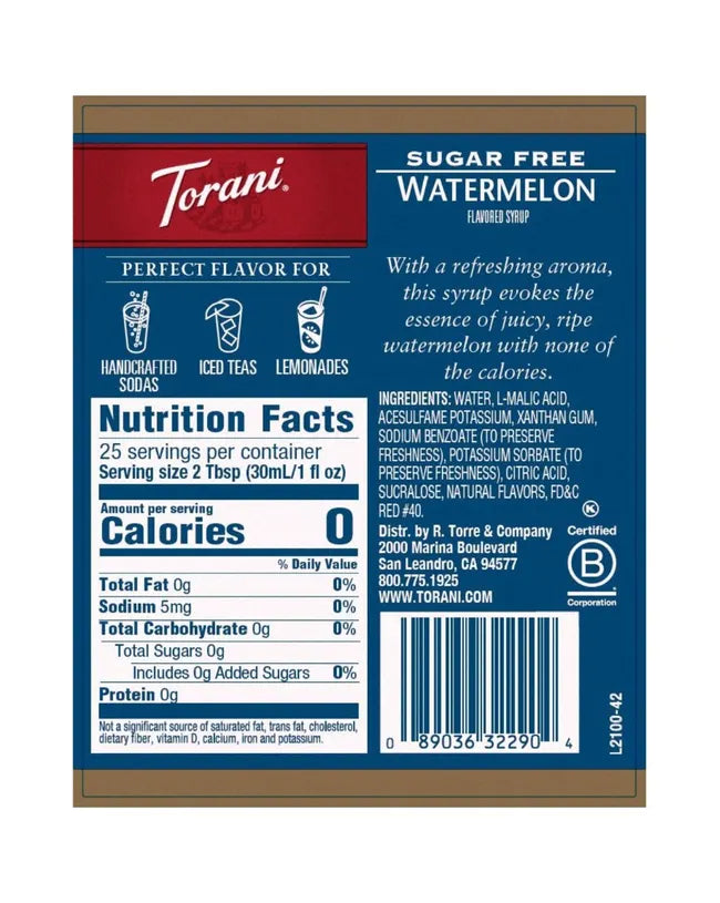 Torani | Watermelon Sugar Free 750ml